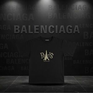 Balenciaga Black Tee with Paris Eiffel Tower Design Unisex Kids 10